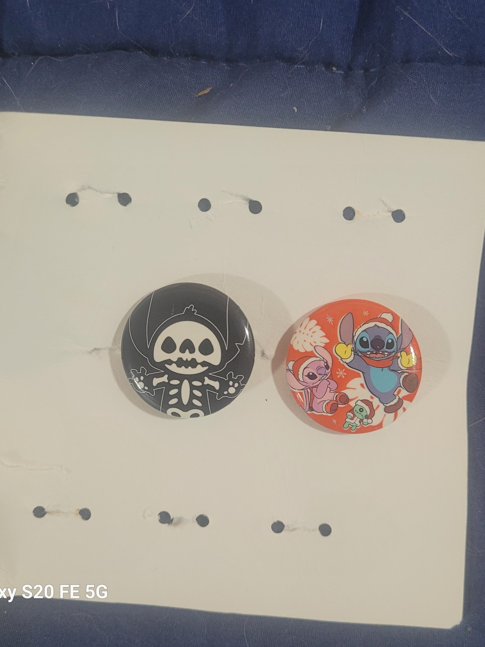 Disney Kids Pin Set - Black Skeleton & Orange Stitch Holiday Buttons